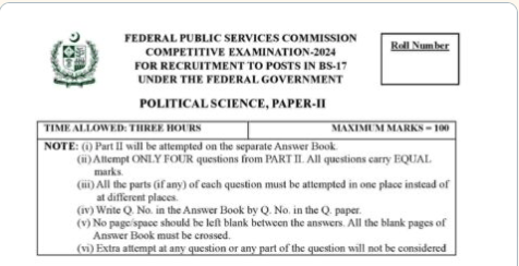 CSS Past Paper Political Science Paper-II 2024