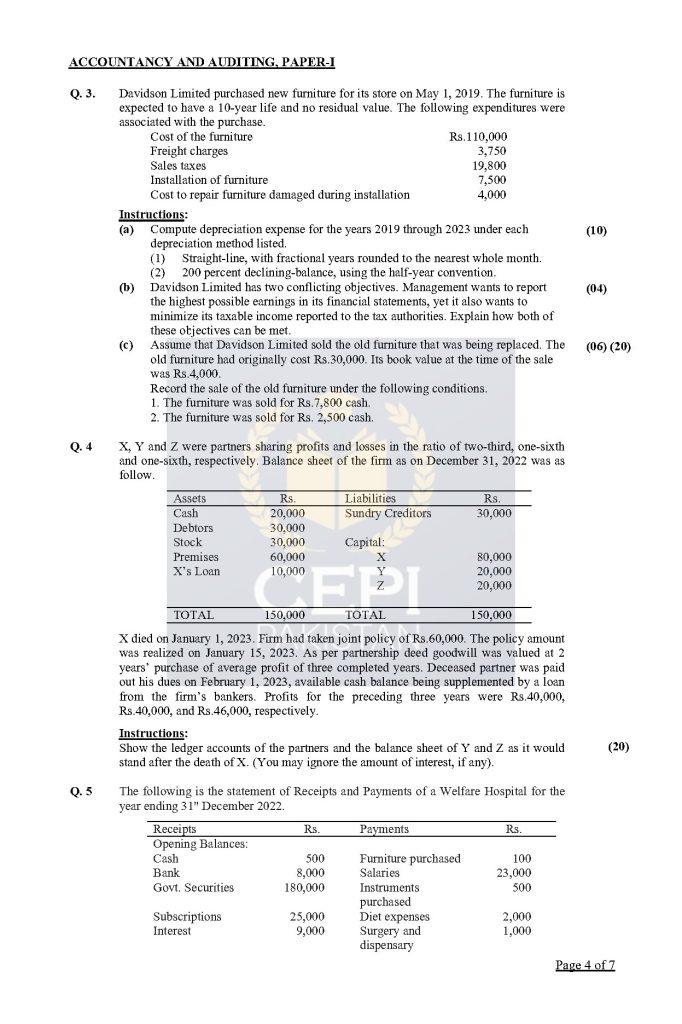 Accounting & Auditing Paper I