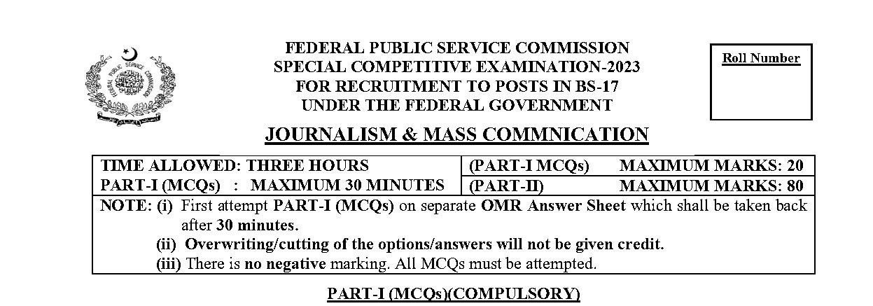 Special CSS Past Paper Journalism & Mass Communication 2023