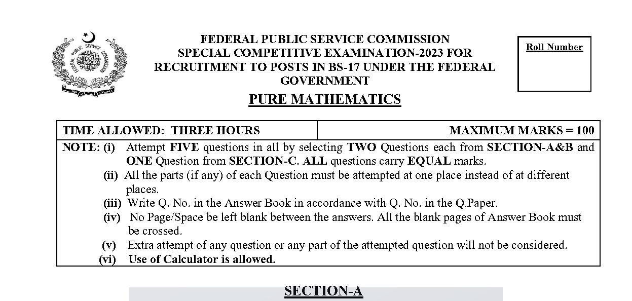 Special CSS Past Paper Pure Mathematics 2023